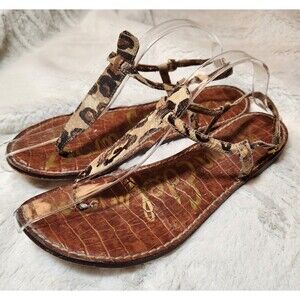 Sam Edelman Womens Shoes Sandals Leather Leopard Print Gigi Thong Flats Size‎ 9